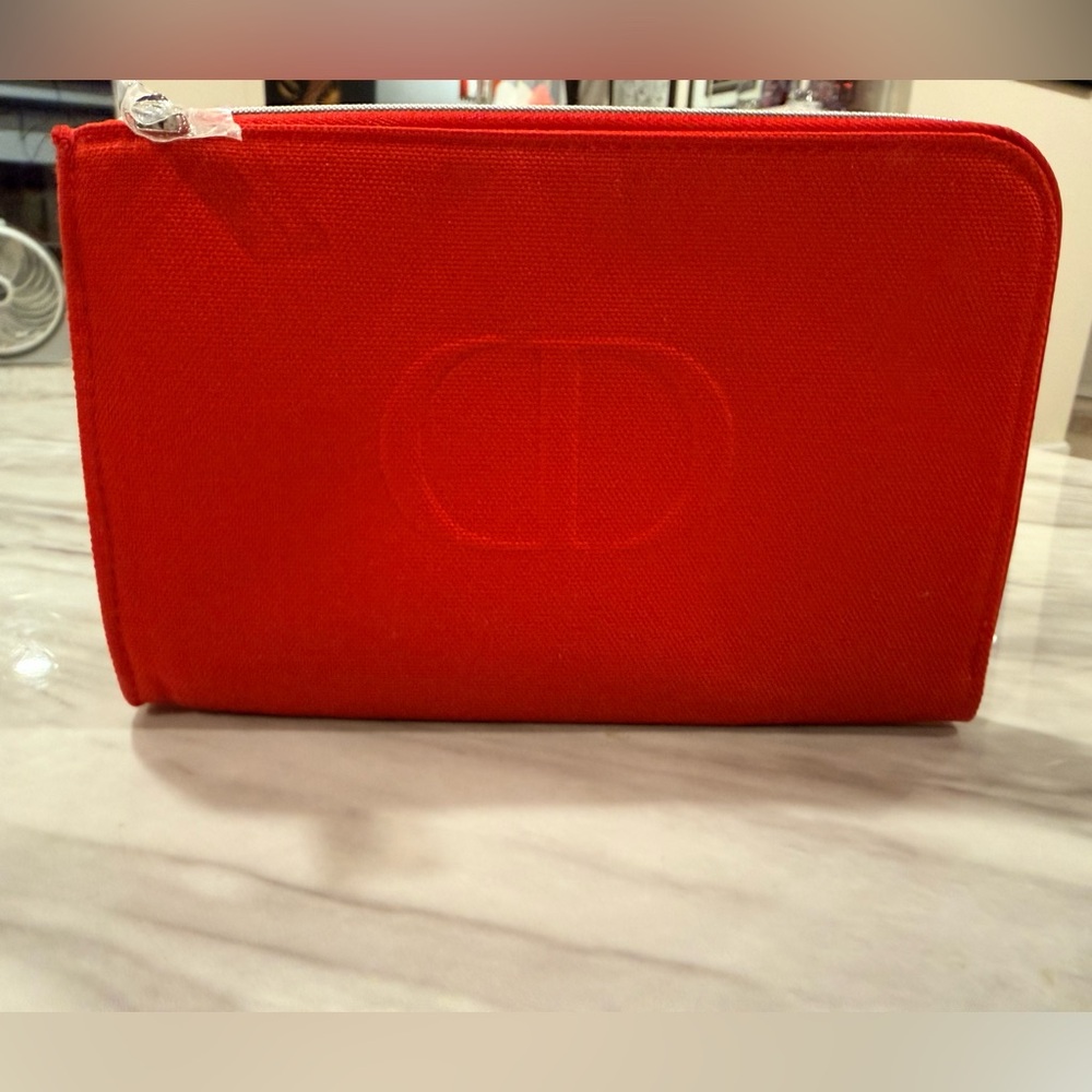 Dior Red Pouch with Silver Zipper